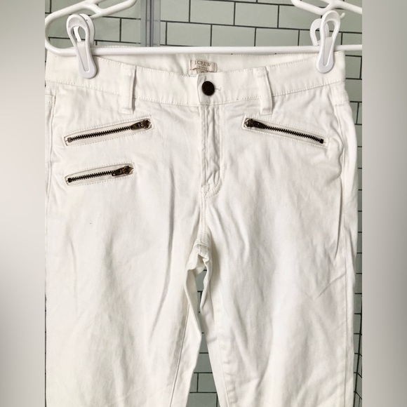J Crew Women's Size 25 White Cropped Pants, Front Zipper Pockets & Zipper Ankle - Picture 2 of 6